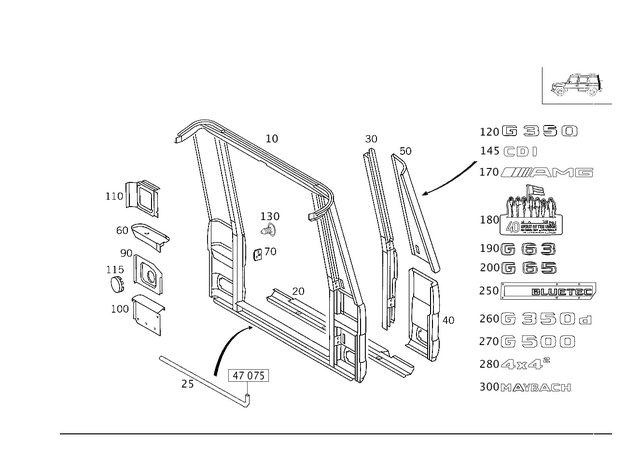4636401200 - Rear End: Rear Panel for Mercedes-Benz: G550 4x4, G63 AMG, G65 AMG Image image