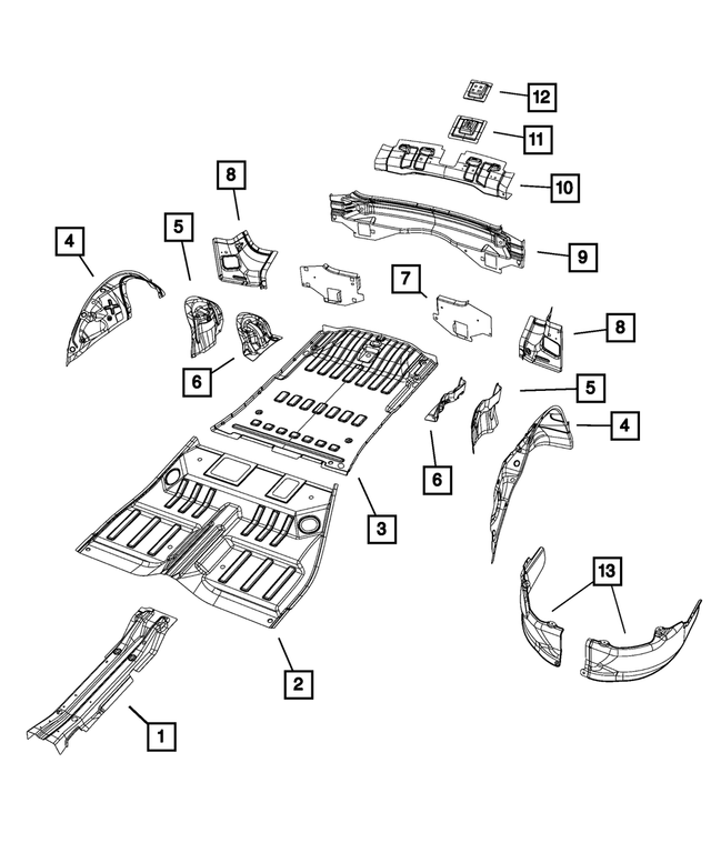68038944AB - Body Sheet Metal Except Doors: Rear Floor Pan for Mopar Image