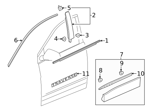 Exterior Trim - Front Door for 2022 Chevrolet Traverse #0