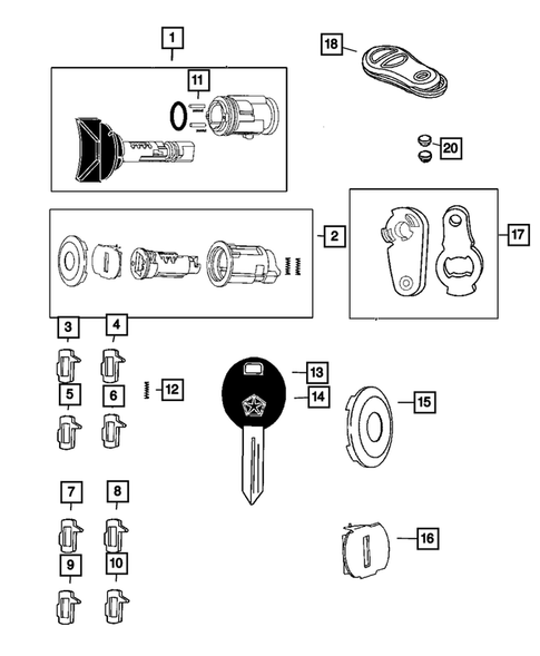 Lock Cylinders and Keys for 2007 Dodge Ram 1500 #0