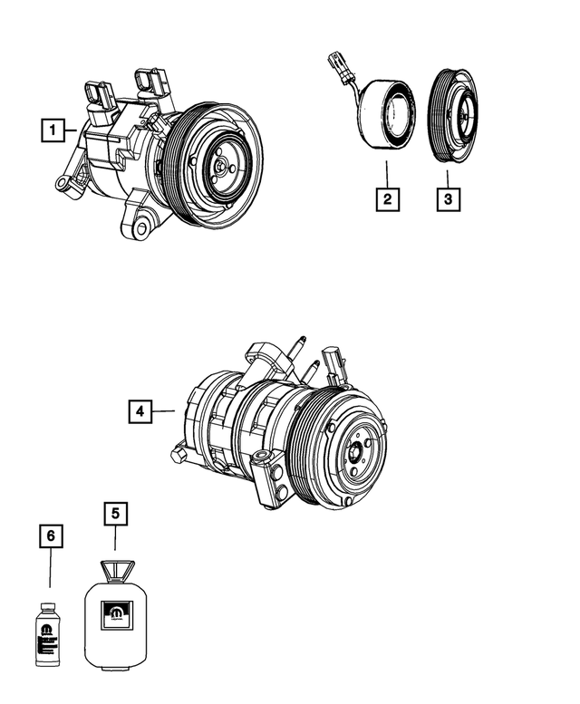 55111506AC - Air Conditioners and Heaters: Air Conditioning Compressor for Mopar Image