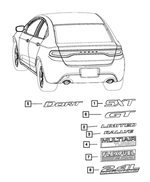 68213511AB - Exterior Ornamentation: Nameplate for Dodge: Challenger, Charger, Dart, Durango, Grand Caravan, Journey Image