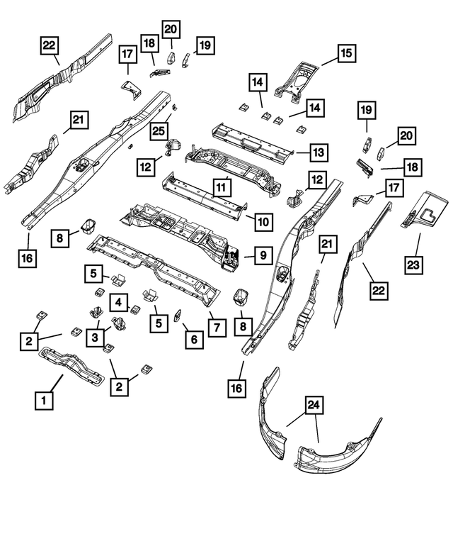 68038997AB - Body Sheet Metal Except Doors: Prop Shaft Support for Mopar Image