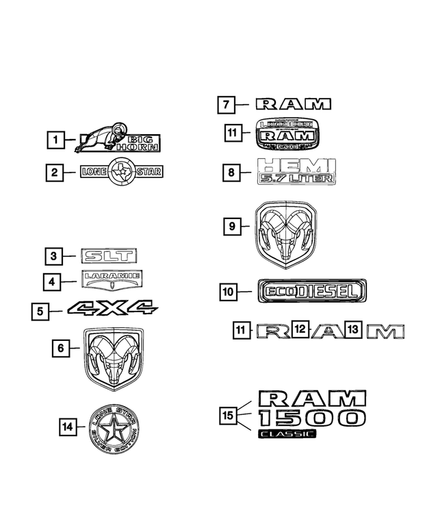 68448645AA - Exterior Ornamentation: Door Nameplate, Front Door, Left for Mopar Image