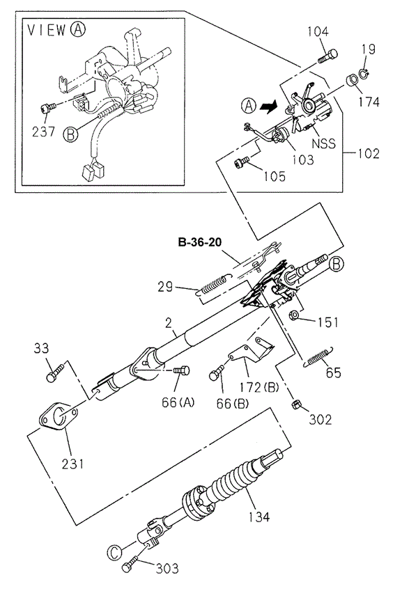 Steering Column (Tilt Steering) for 2000 Honda Passport #0