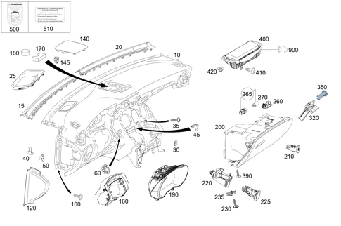 Instrument Panel and Glove Compartment Housing with Front Passenger Airbag for 2021 Mercedes-Benz GLC63 AMG S #0