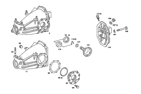 Rear Axle Housing with Differential for 1986 Mercedes-Benz 560SEL #1