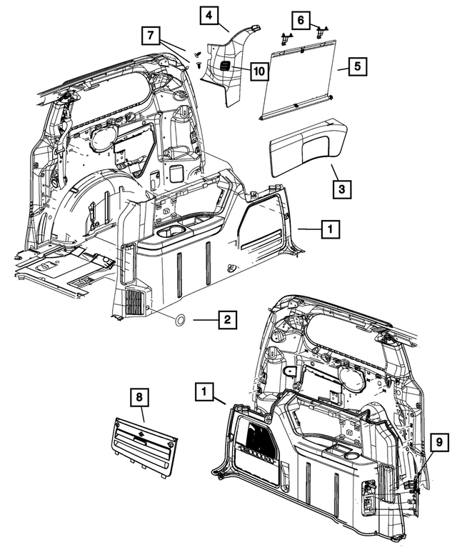 5RV97LTUAB - Interior Trim: Quarter Trim Panel, Left for Mopar Image