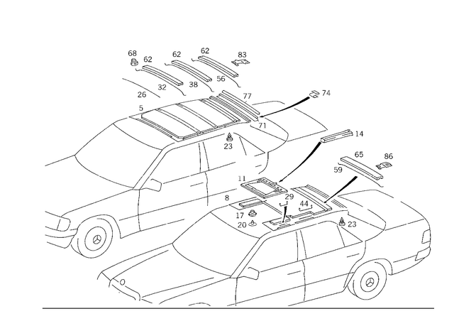2016960101 - Covering and Lining: Bow for Mercedes-Benz: 190, 190D, 190E, 200, 200D, 300D, 300E, 300TD, 300TE Image image