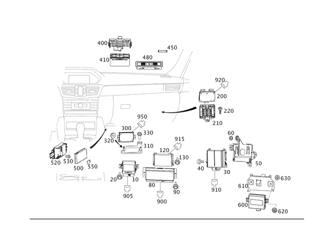 9063004 - Electrics and Function: Operating Unit for Mercedes-Benz: C250, C300, C350, C63 AMG, CLA250, CLS400, CLS550, CLS63 AMG, CLS63 AMG S, E250, E350, E400, E550, E63 AMG, E63 AMG S, GL350, GL450, GL550, GL63 AMG, GLA250, GLE300d, GLE350, GLE400, GLE550e, GLE63 AMG, GLK250, GLK350, GLS350d, GLS450, GLS550, GLS63 AMG, ML250, ML350, ML400, ML550, ML63 AMG, SLC300, SLC43 AMG, SLK250, SLK300, SLK350, SLK55 AMG Image