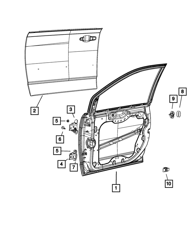 4894917AK - Doors, Door Mirrors and Related Parts: Front Door, Left for Mopar Image