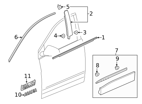 Exterior Trim - Front Door for 2023 GMC Acadia #0
