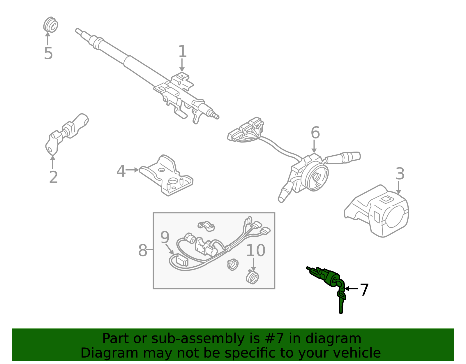 1992-1997 Subaru Ignition Lock Cylinder 57420AC010 | Subaru Online