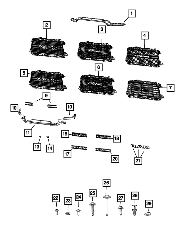 68445752AA - Exterior Ornamentation: Radiator Grille for Mopar Image