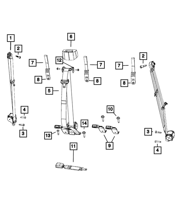 7LR414R3AA - : Rear Center Shoulder Seat Belt for Mopar Image