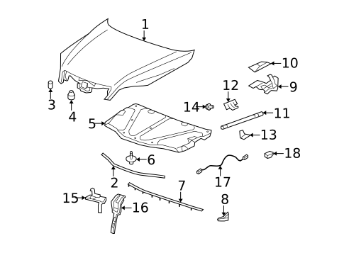 Hood & Components for 2008 Saturn Vue #0