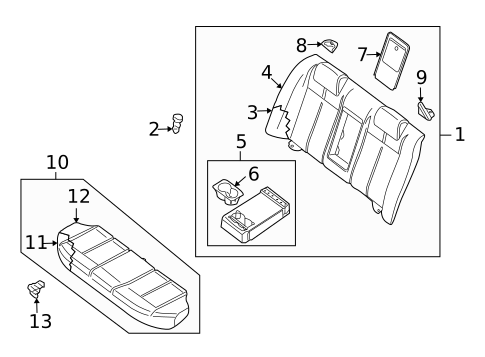 Rear Seat Components for 2011 Nissan Altima #2