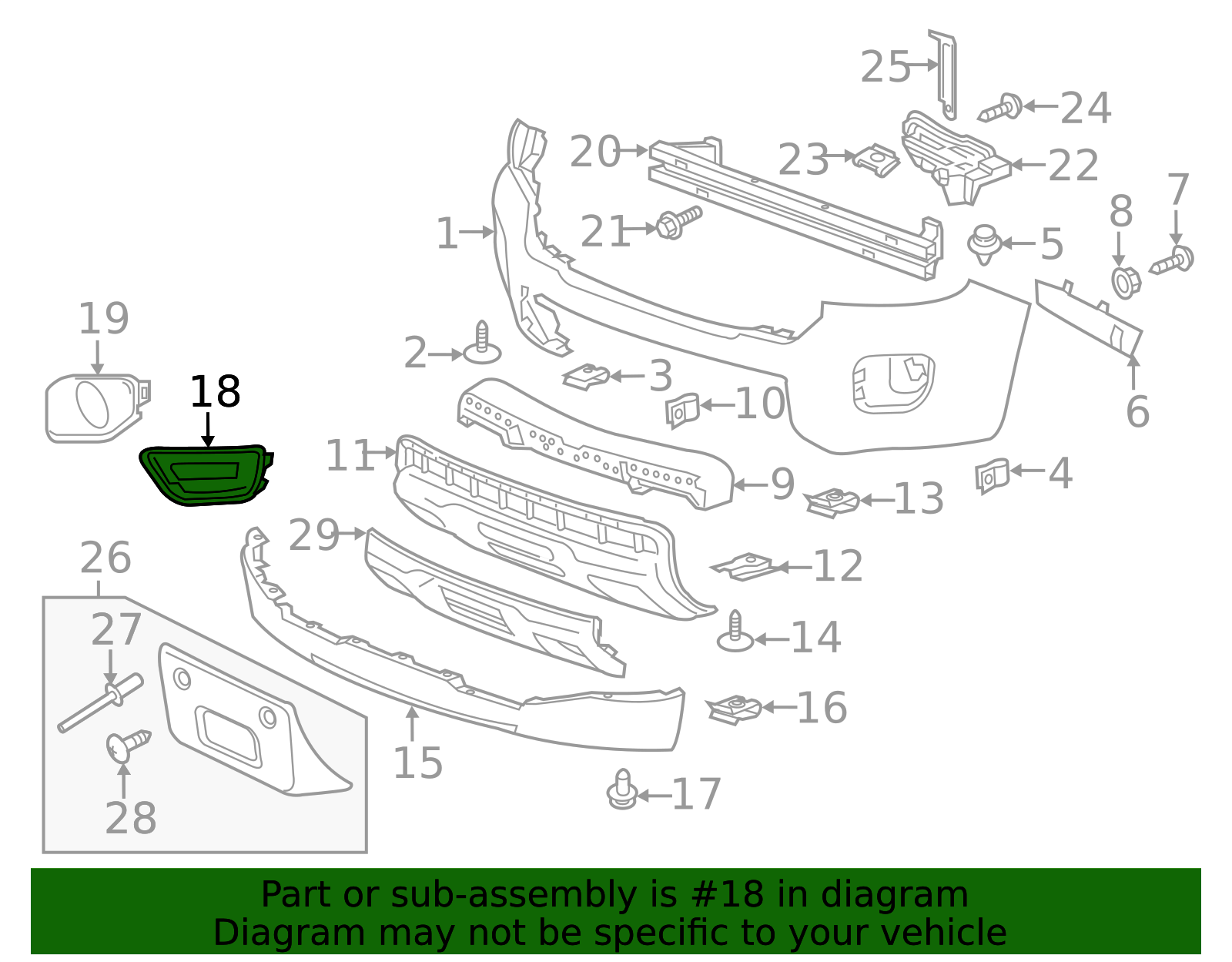 2015-2020 GMC Canyon Front Driver Side Fog Lamp Opening Cover 22891746 ...