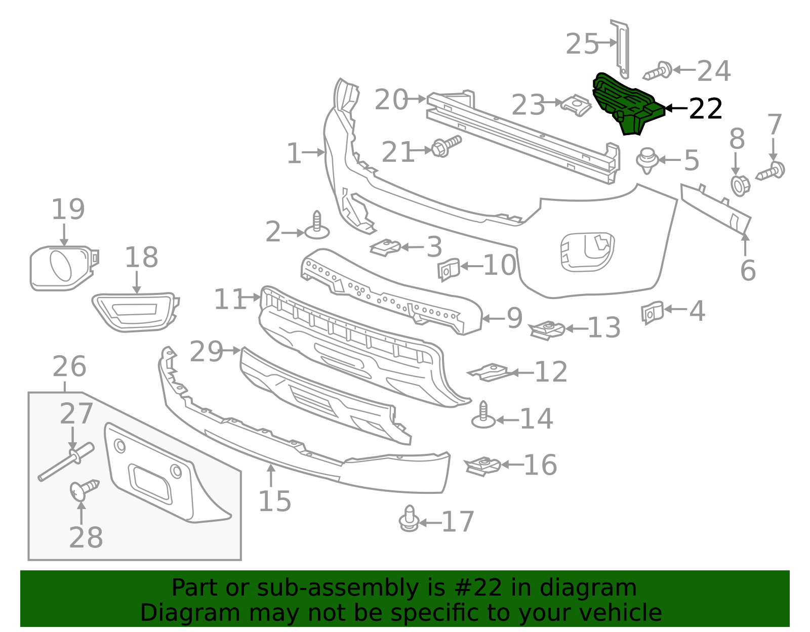2015-2020 GM Passenger Side Front Bumper Intermediate Filler 23450922 ...