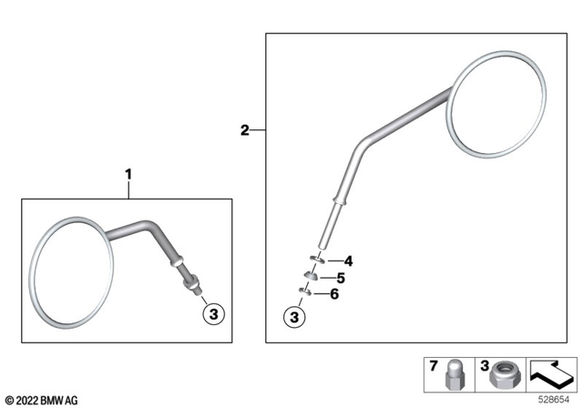 51169899393 - Body Equipment: Mirror Left - Black for BMW-Motorrad Image