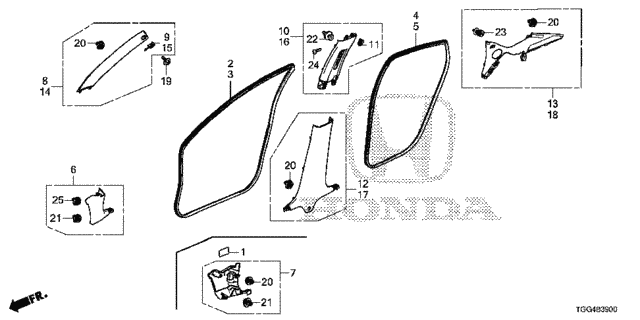 Pillar Garnish for 2018 Honda Civic #0