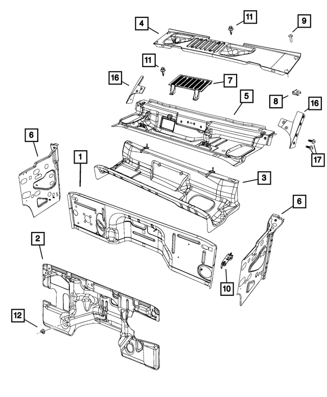 4589842AD - Body Sheet Metal Except Doors: Dash Panel for Jeep: Wrangler, Wrangler JK Image