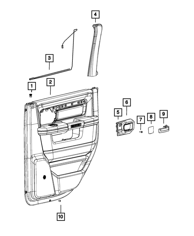 6RJ971X5AA - Interior Trim: Rear Door Trim Panel, Left for Mopar Image