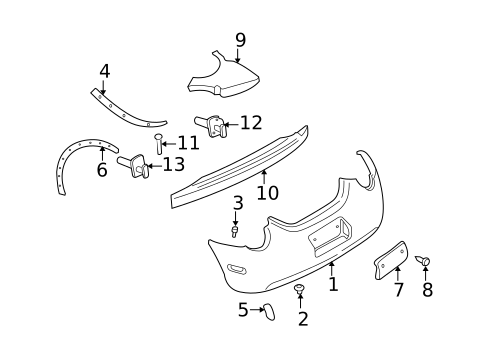 Bumper & Components - Rear for 2003 Volkswagen Beetle #1