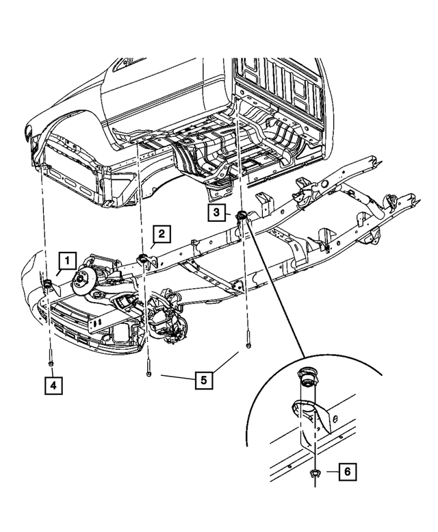 55366480AB - Frame, Bumper and Fascia: Body Hold Down Cushion for Mopar Image