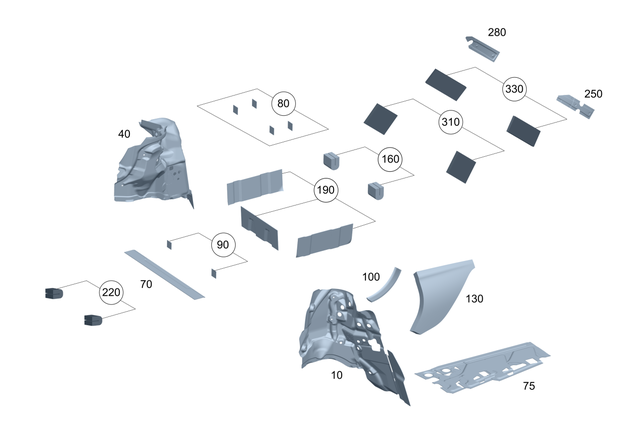 2236820304 - Instrument Panel/Center Console/Linings: Dampening, Side Wall for Mercedes-Benz: 350SD, S500, S580e, S63 AMG E Performance Image image