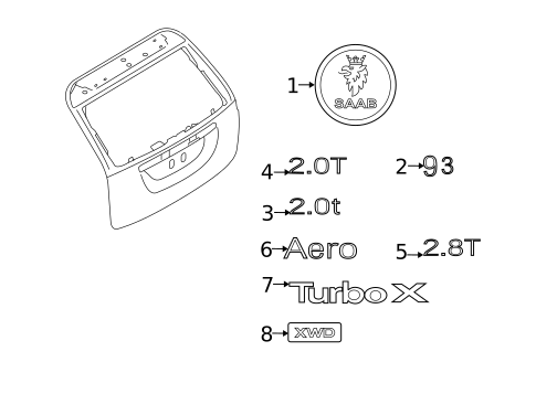 Exterior Trim - Lift Gate for 2007 Saab 9-3 #0
