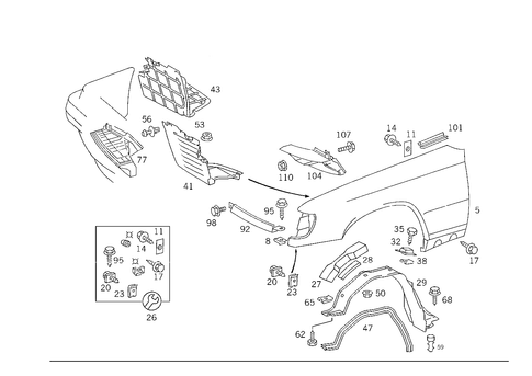 Front Fender for 1993 Mercedes-Benz 400E #0