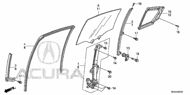 Rear Door Glass - Regulator for 2014 Acura TL #0