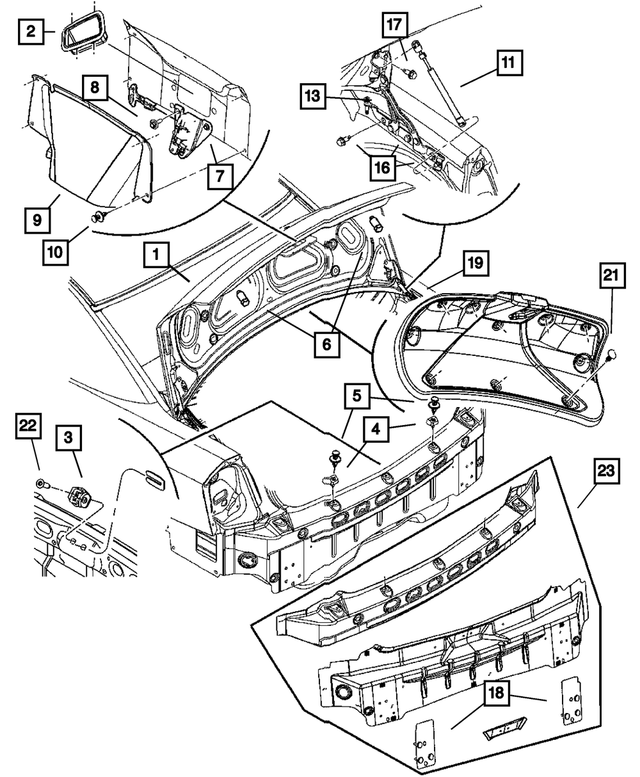 4814894AF - Body Sheet Metal Except Doors: Deck Lid Hinge, Right for Mopar Image image