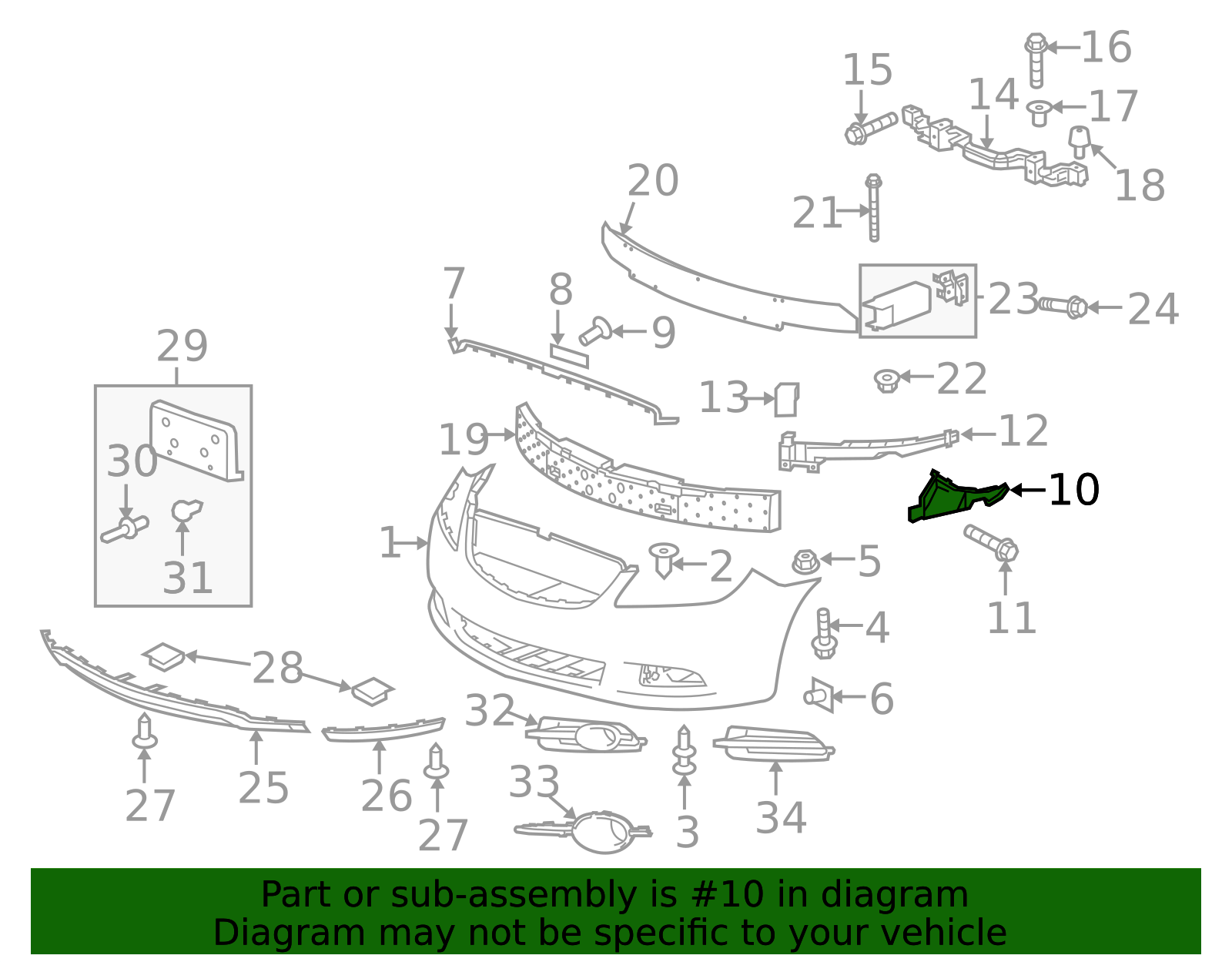 2010-2013 Buick LaCrosse Passenger Side Front Bumper Fascia Bracket ...