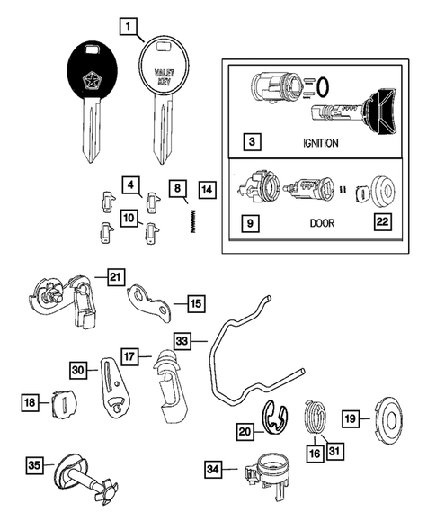 Lock Cylinders and Keys for 2004 Dodge Grand Caravan #0