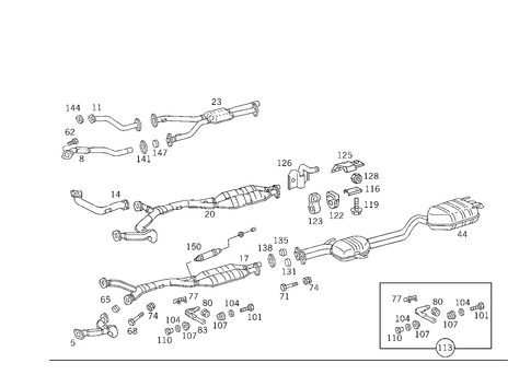 Exhaust System Used on Eight-Cylinder Gasoline Vehicles for 1993 Mercedes-Benz 500SEC #0