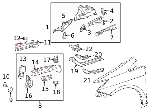 Structural Components & Rails for 2017 Toyota Prius V #0