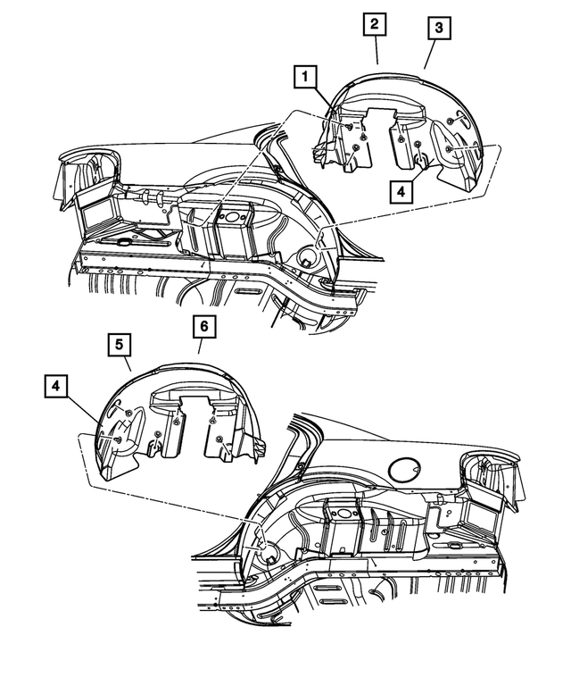 « 4878381AD – Body Sheet Metal Except Doors : Pare-boue Ecran, Côté Gauche, Intérieur pour Mopar Image »
