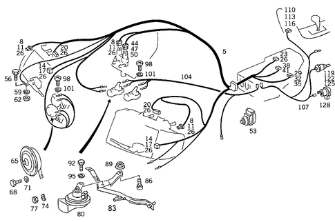 Headlamp Cable Harness and Horn for 1991 Mercedes-Benz 300SEL #0