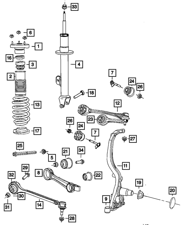 5181349AG - Front Suspension: Suspension Shock Absorber, Right for Mopar Image