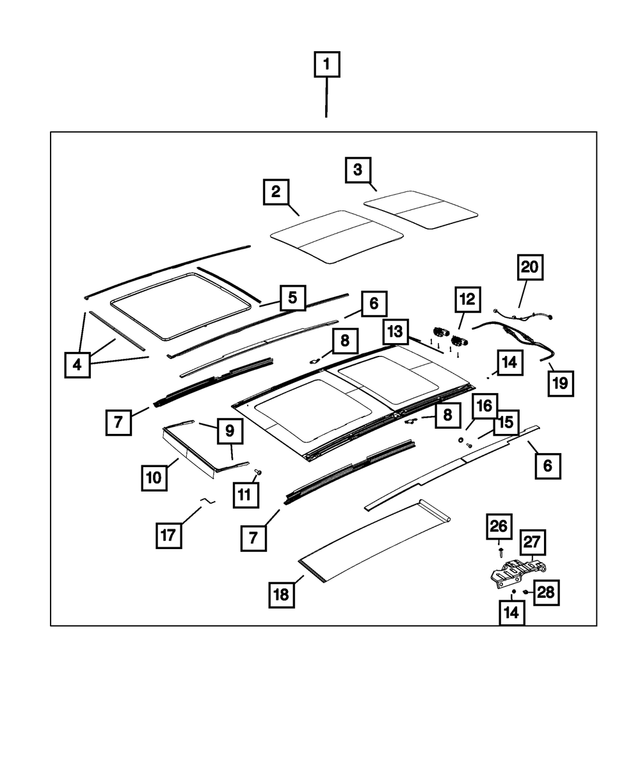 68458542AA - : Sunroof Sunshade, Black for Mopar Image