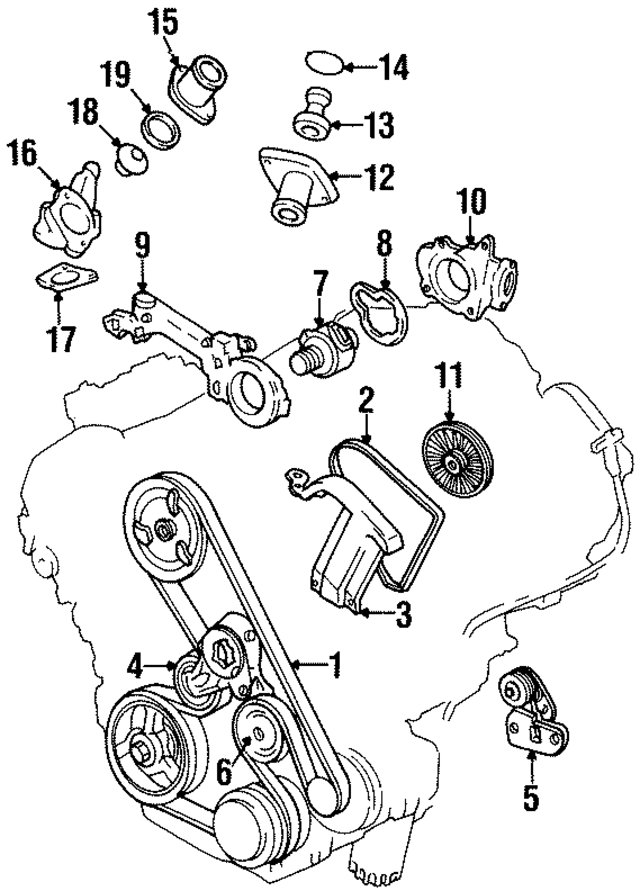 3522957 - Cooling System: Engine Coolant Outlet Gasket for GM Image