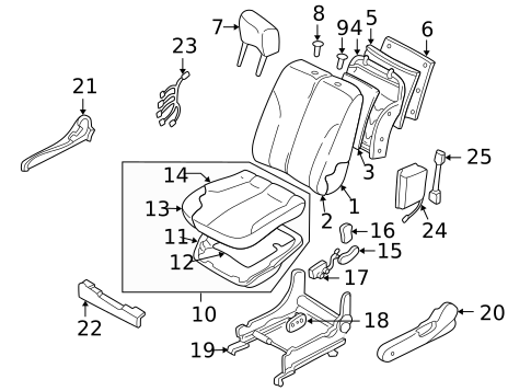 Front Seat Components for 2001 Nissan Maxima #2