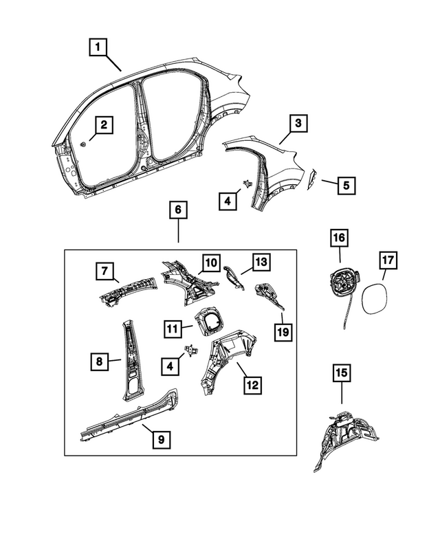 68162201AA - Body Sheet Metal Except Doors: Installation Rivnut for Mopar Image