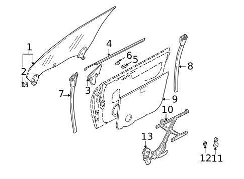 Glass - Front Door for 1996 Subaru Impreza #1