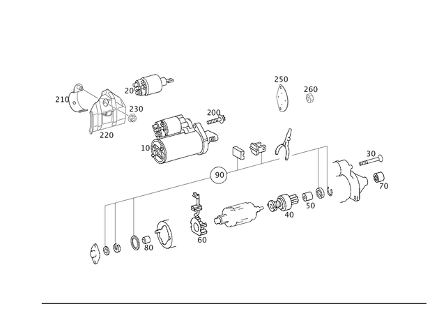 61515901 - Electrical Equipment and Instruments: Starter for Mercedes-Benz: 300S, C300, C350, CL550, CLK350, CLK550, CLS550, E550, G550, GL320, GL550, ML350, R350, SL550, SLK280, SLK300 Image image