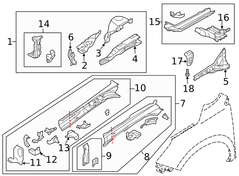 Structural Components & Rails for 2017 Subaru Forester #1