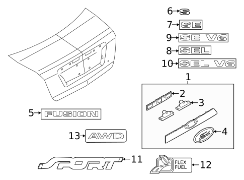 Exterior Trim - Trunk for 2011 Ford Fusion #0