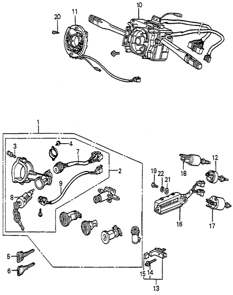Steering Wheel Switch - Lock Set for 1984 Honda Accord #0